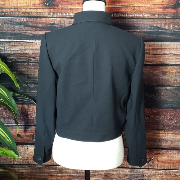 Linda Allard Ellen Tracy 6 Petite 6P Cropped Black Jacket Blazer Button Front - Picture 4 of 10